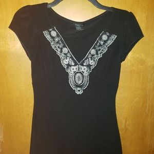 Adorable work or casual shirt with silver detail